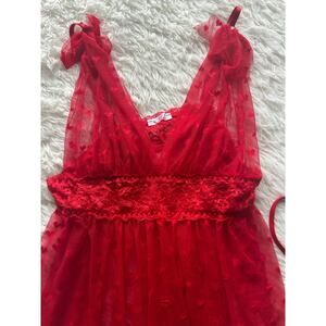 Avidlove Red Heart Mesh Babydoll Lingerie Set Size XXL